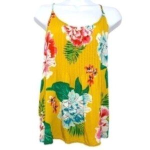 Yellow Floral Tropical Spaghetti Strap Top